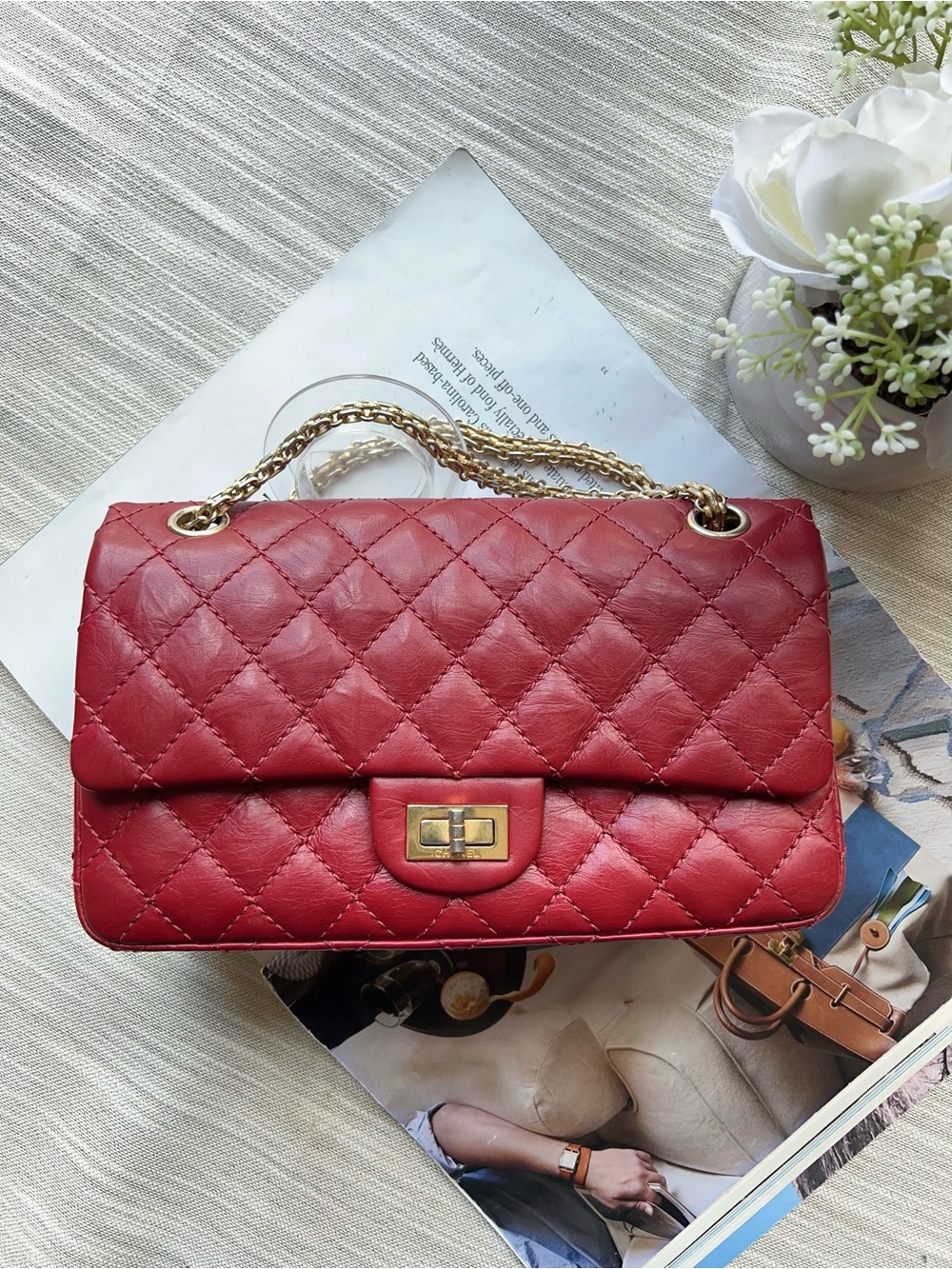 Chanel Burgundy Quilted Calfskin 2.55 Reissue 225 Flap Bag